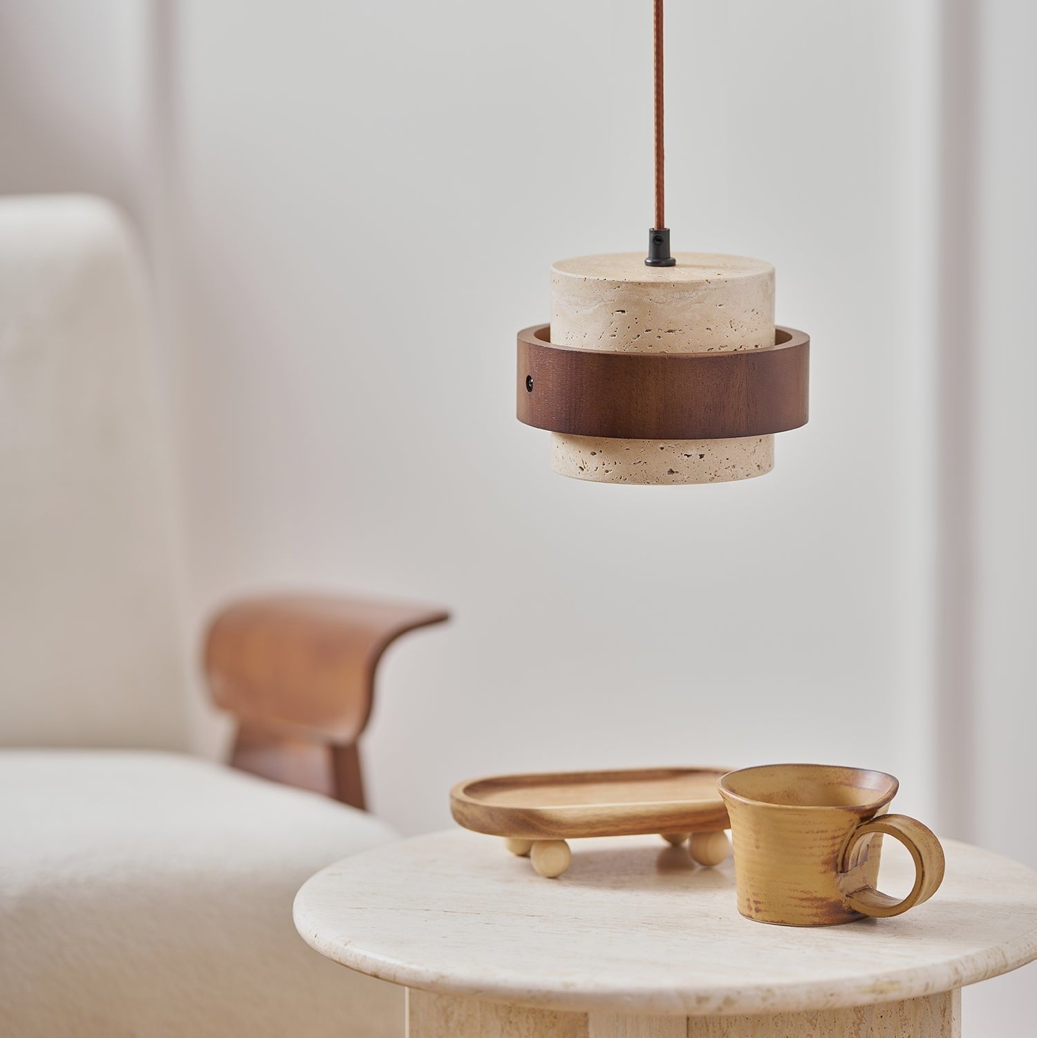 Perra Travertine Pendant Light