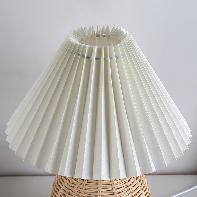 Nordic Rattan Pleated LED Table Lamp