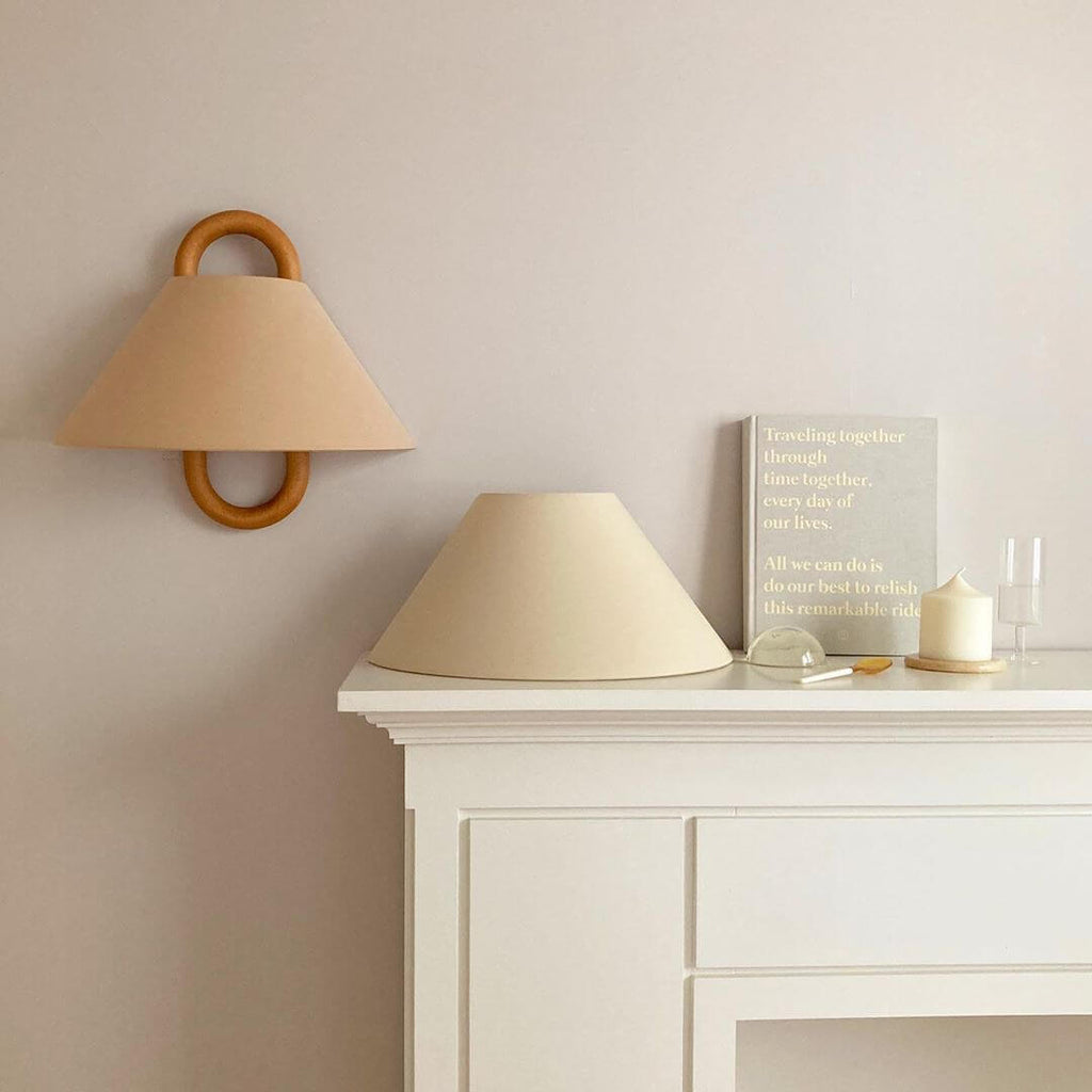 Wood Pleated Semi-Circle Wall Sconce