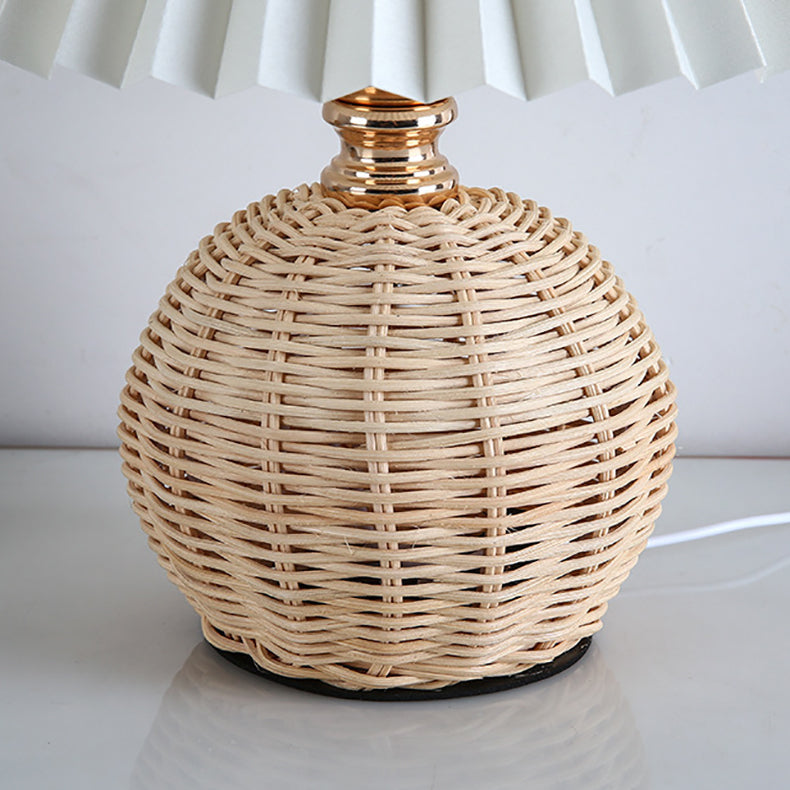 Nordic Rattan Pleated LED Table Lamp