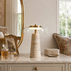 Ryn Travertine Glass Mushroom Table Light
