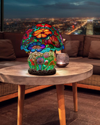 Mushroom Stained-Glass Table Lamp