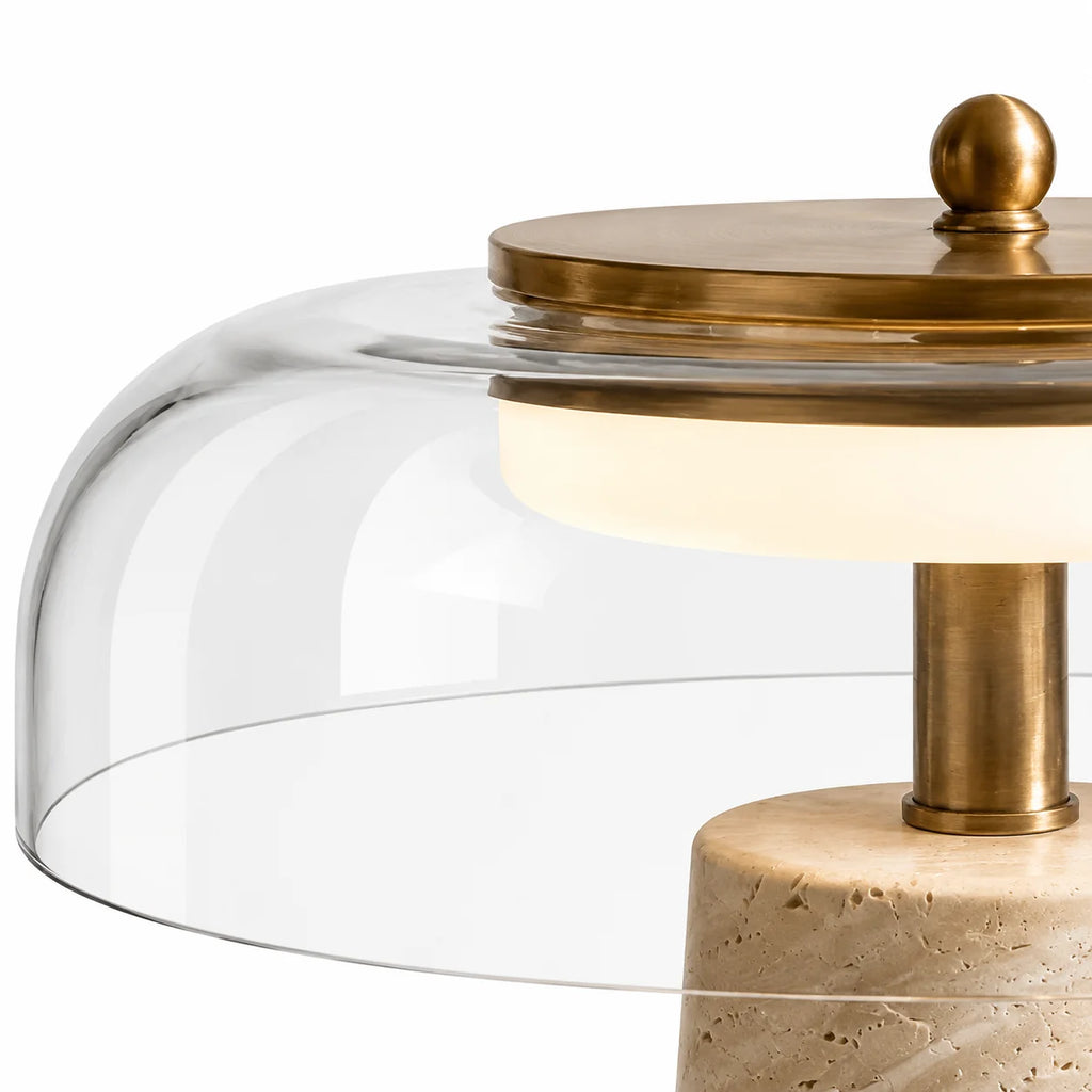 Ryn Travertine Glass Mushroom Table Light