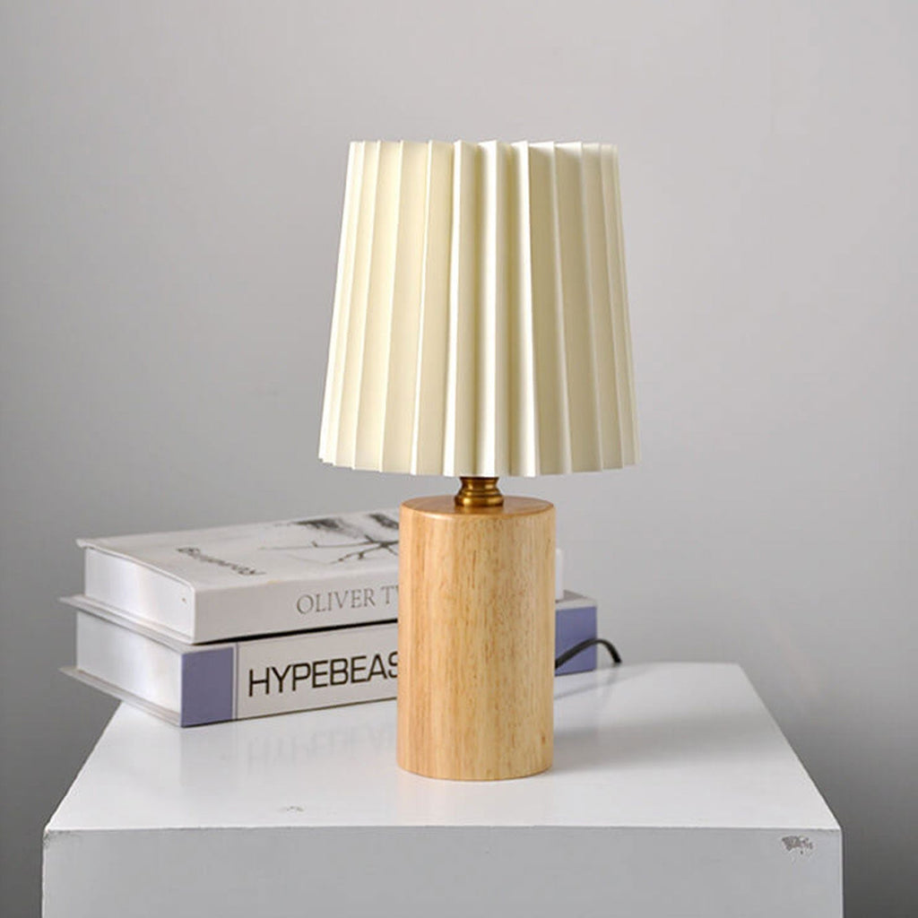 Korean Pleated Wood Table Lamp