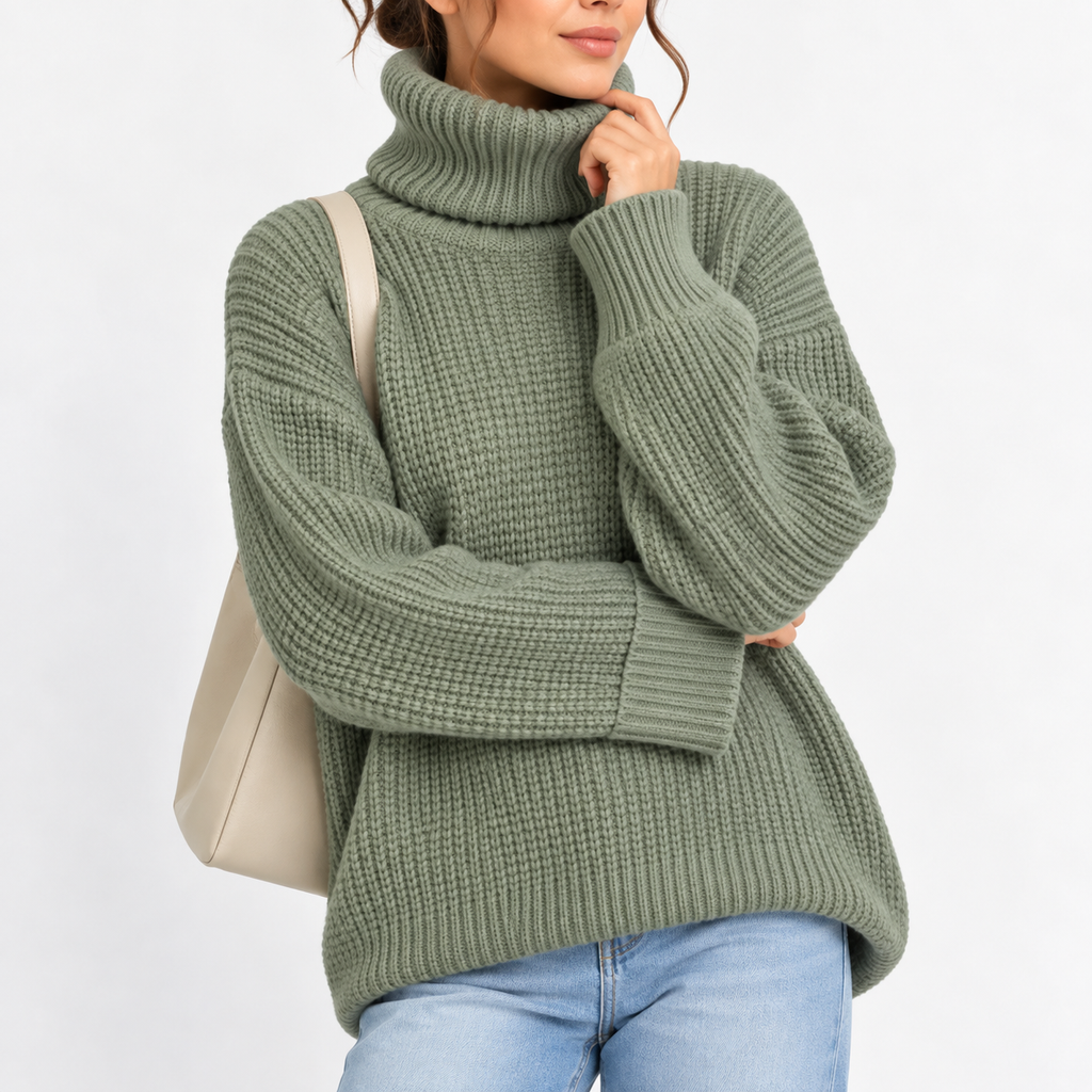 Women's Waffle Knit Turtleneck Sweater