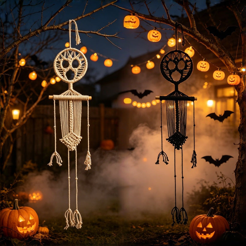 2-Piece Skeleton Skull Macramé Wall Decor