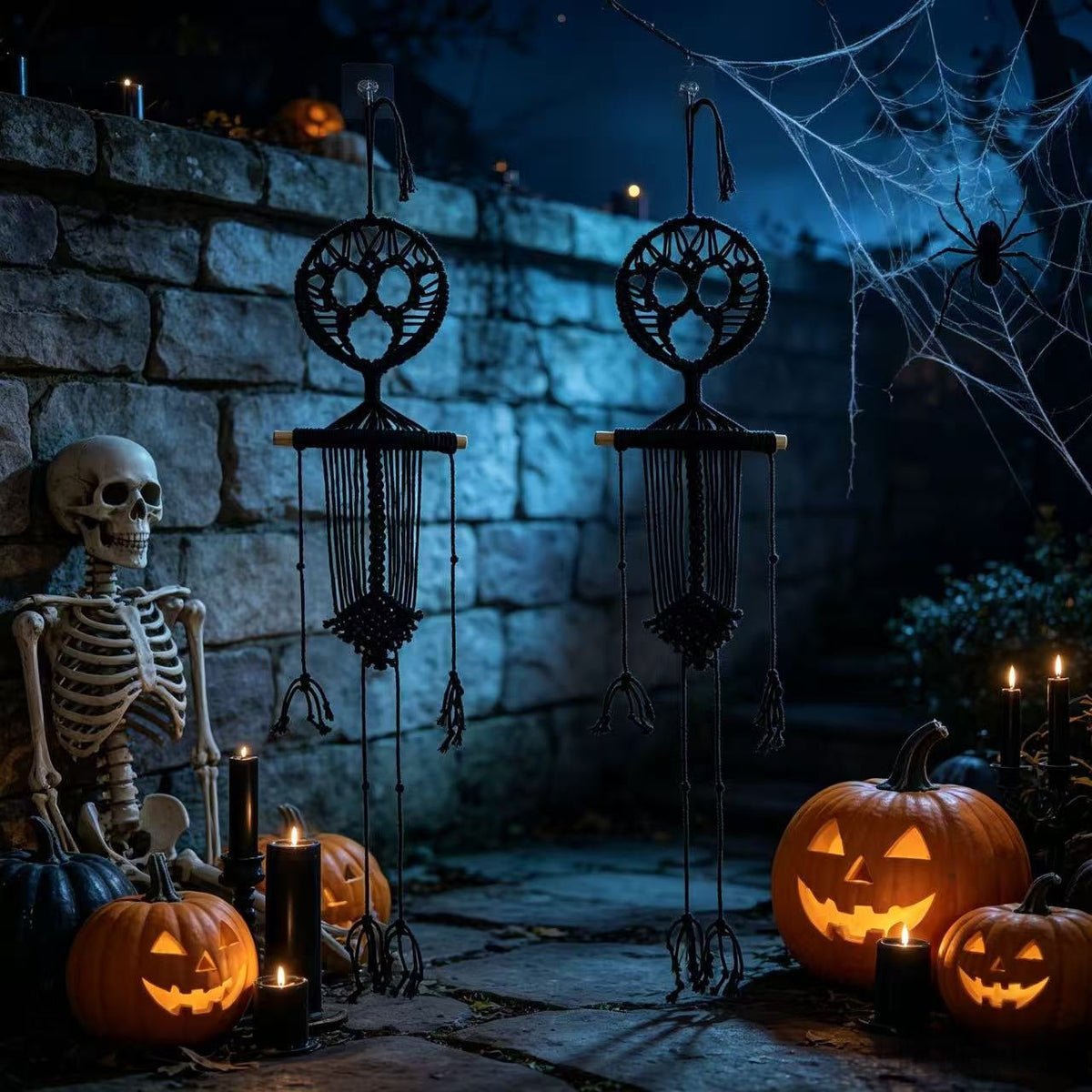 2-Piece Skeleton Skull Macramé Wall Decor