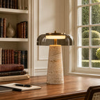 Ryn Travertine Glass Mushroom Table Light