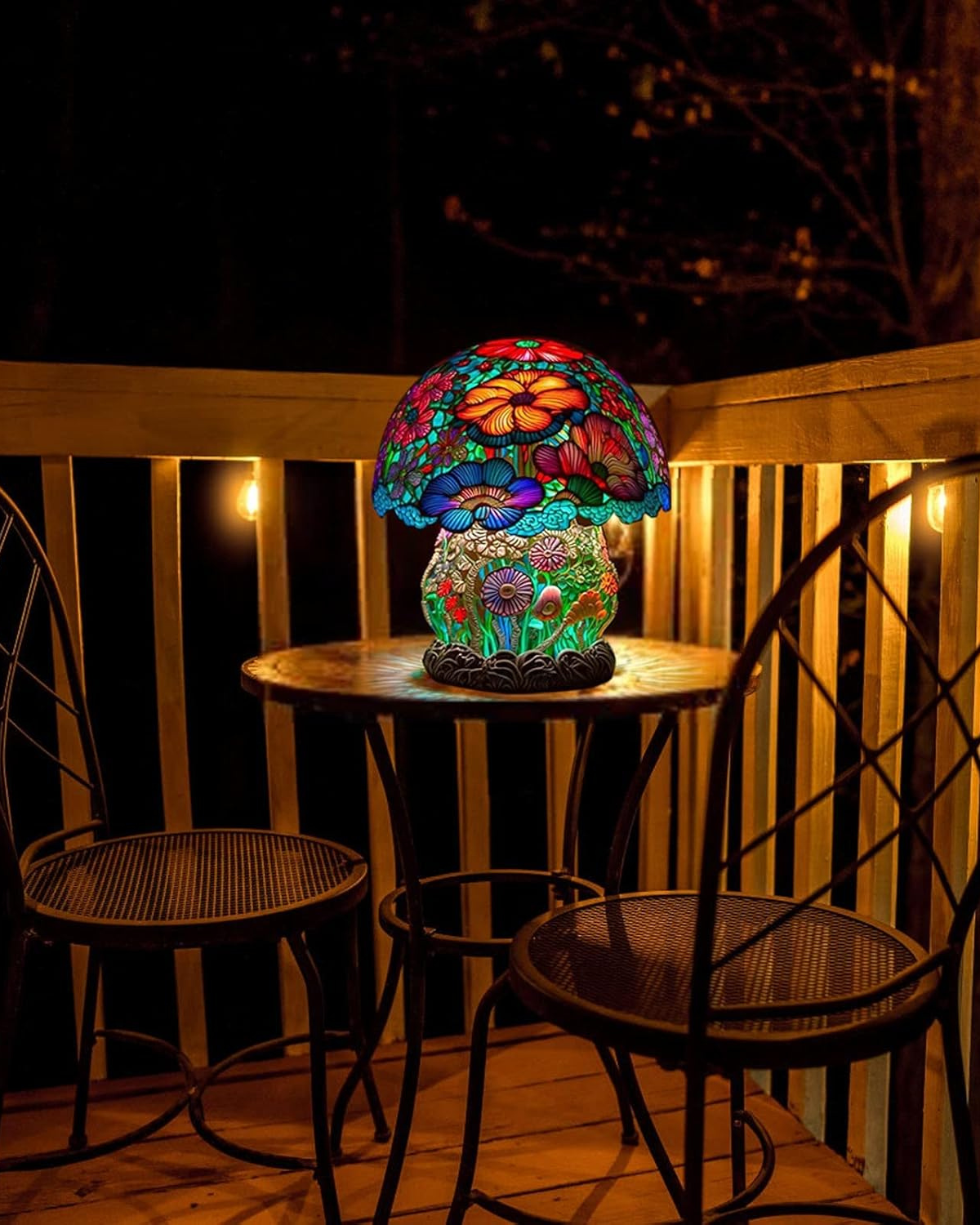 Mushroom Stained-Glass Table Lamp