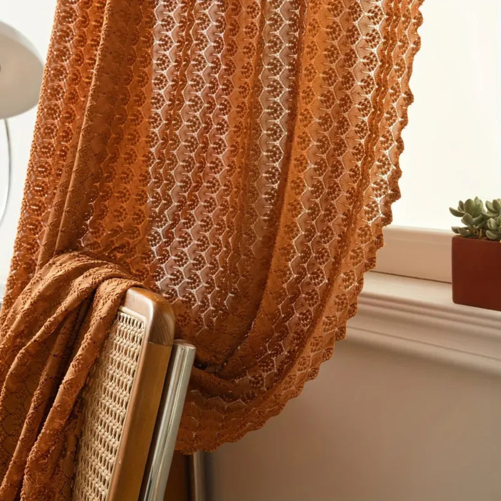 Amber Glow Crochet Curtains