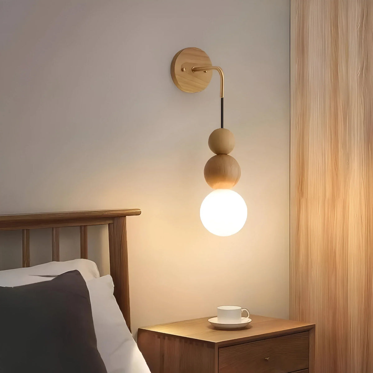 Walnut Brass Wall Light