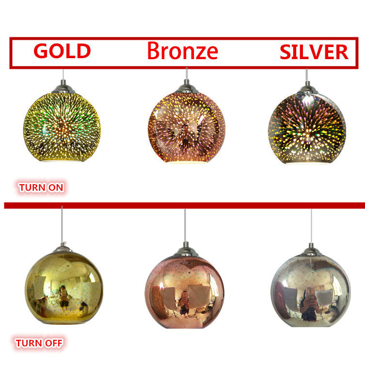 3D Fireworks Glass Dome Pendant Light