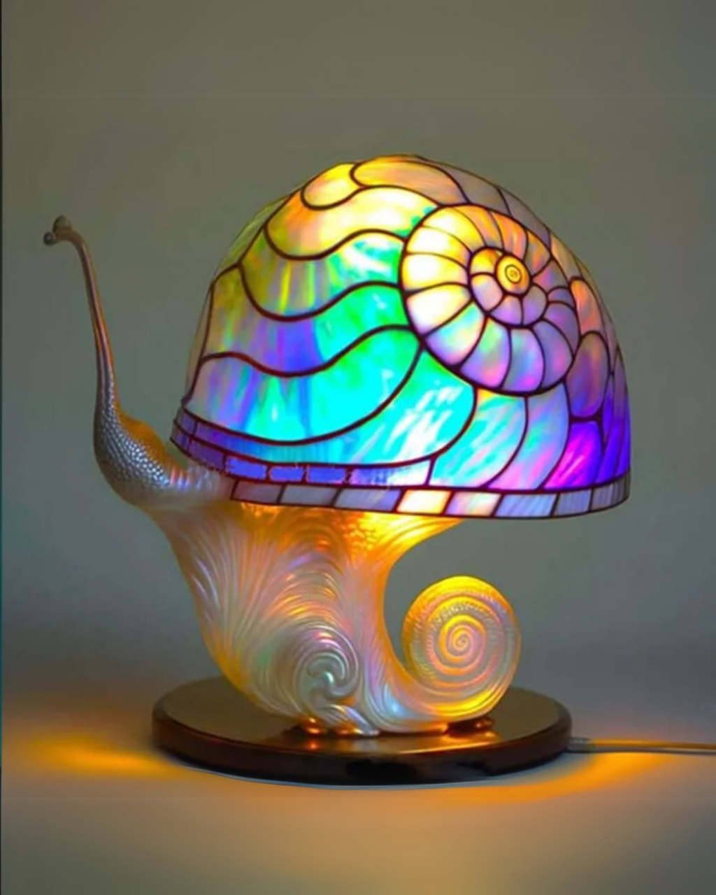 Mushroom Stained-Glass Table Lamp