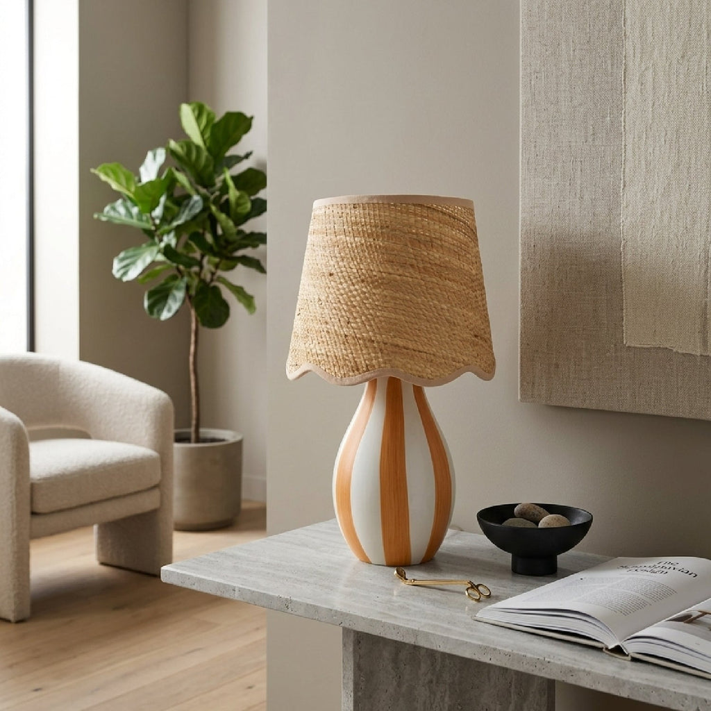 Striped Ceramic Seagrass Table Lamp