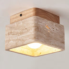 Kairi Square Travertine Flush Mount Ceiling Light