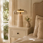 Ryn Travertine Glass Mushroom Table Light