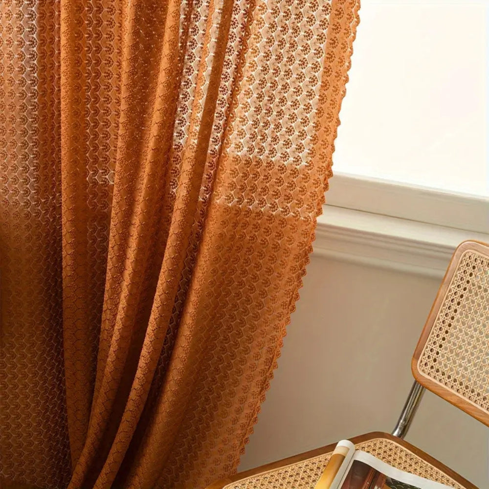 Amber Glow Crochet Curtains
