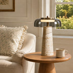Ryn Travertine Glass Mushroom Table Light