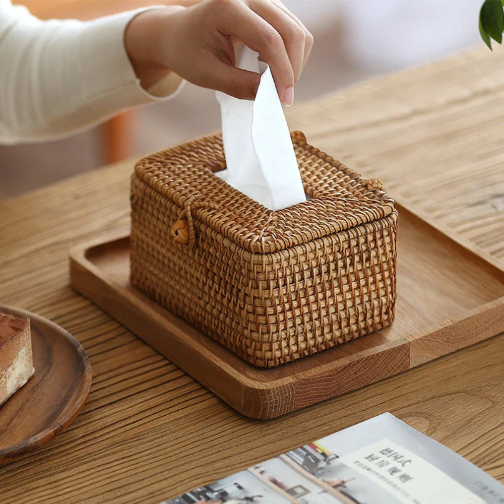 Rattan Tissue Box Cover