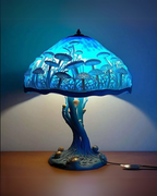 Mushroom Stained-Glass Table Lamp