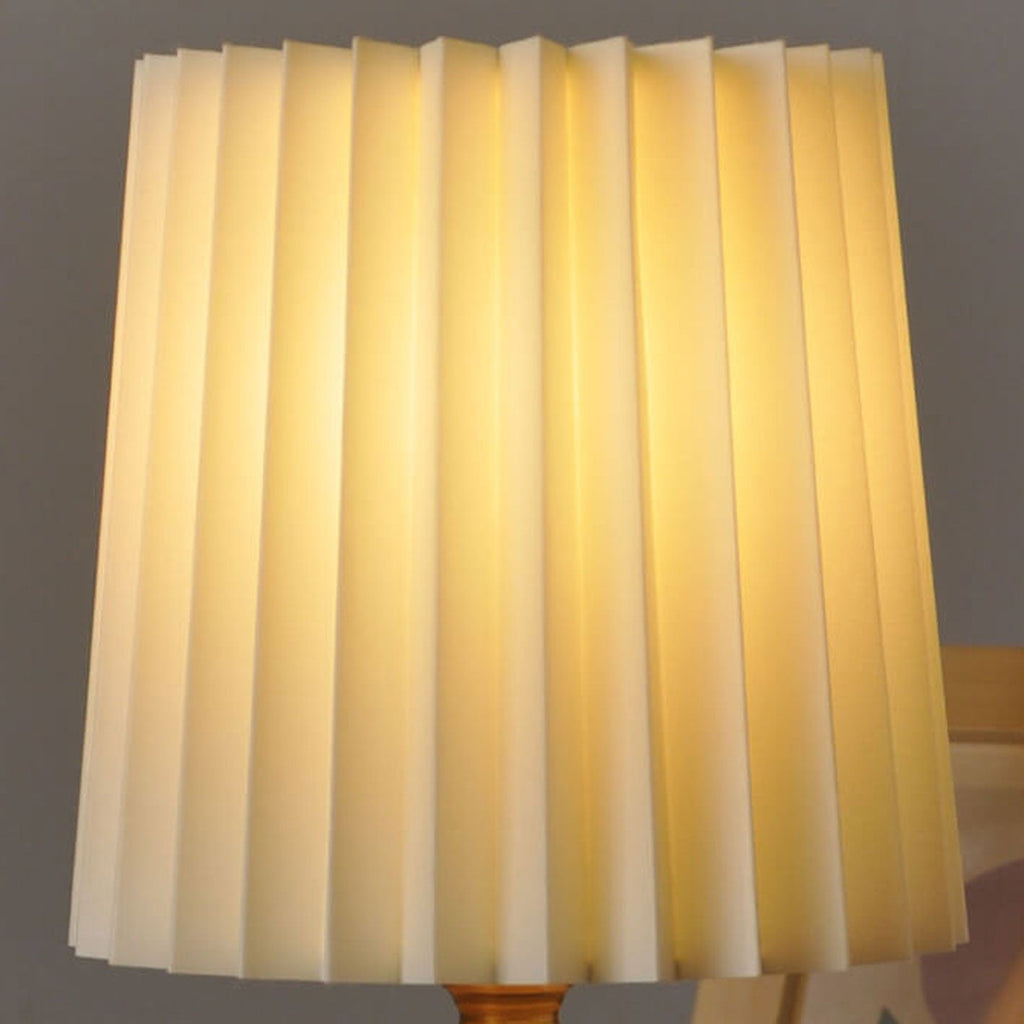 Korean Pleated Wood Table Lamp