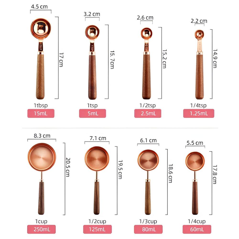 Copper Measuring Cup and Spoon Set