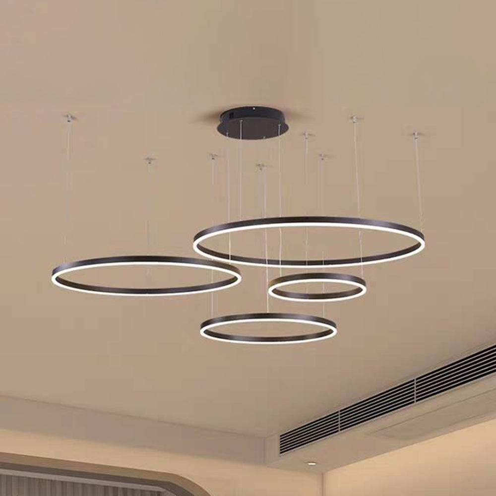 Arisha Ring Pendant Light – Modern Black and Gold Circular Ceiling Fixture