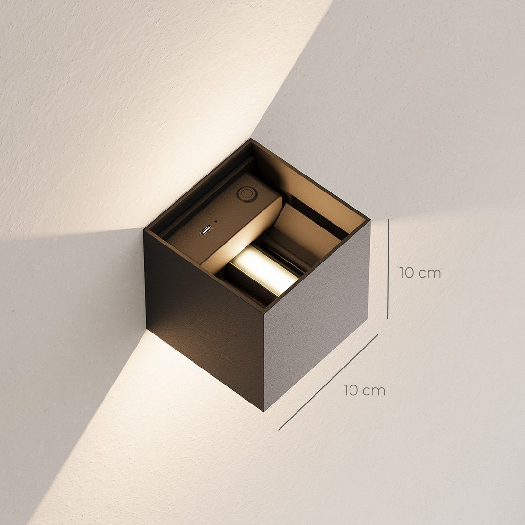 Xena Rechargeable LED Wall Light – Dimmable Black Aluminium Sconce