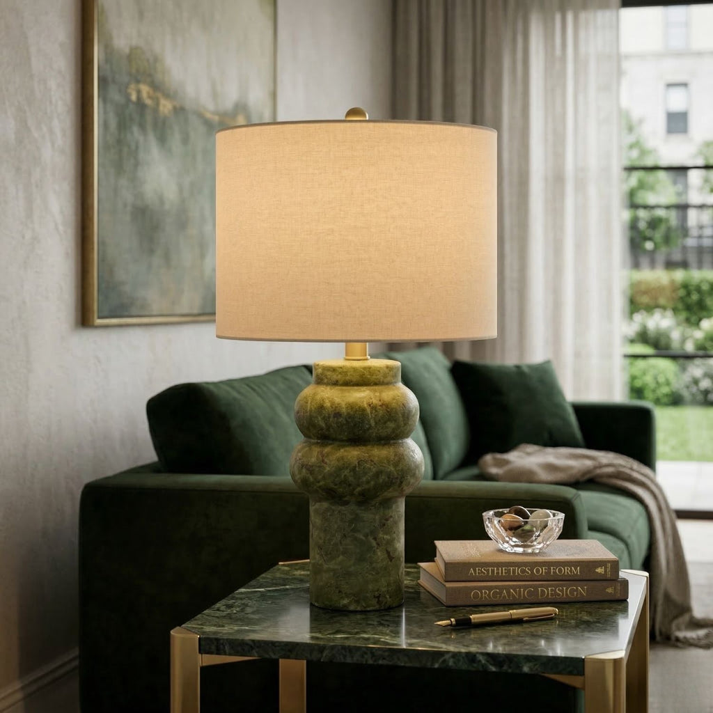 Hand-Painted Green Ceramic Table Lamp