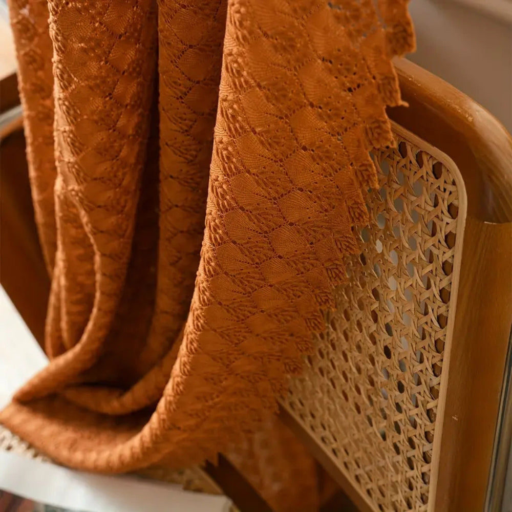 Amber Glow Crochet Curtains