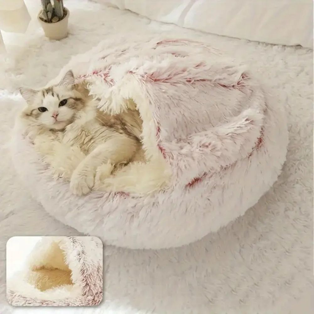 Hooded Faux Fur Pet Bed