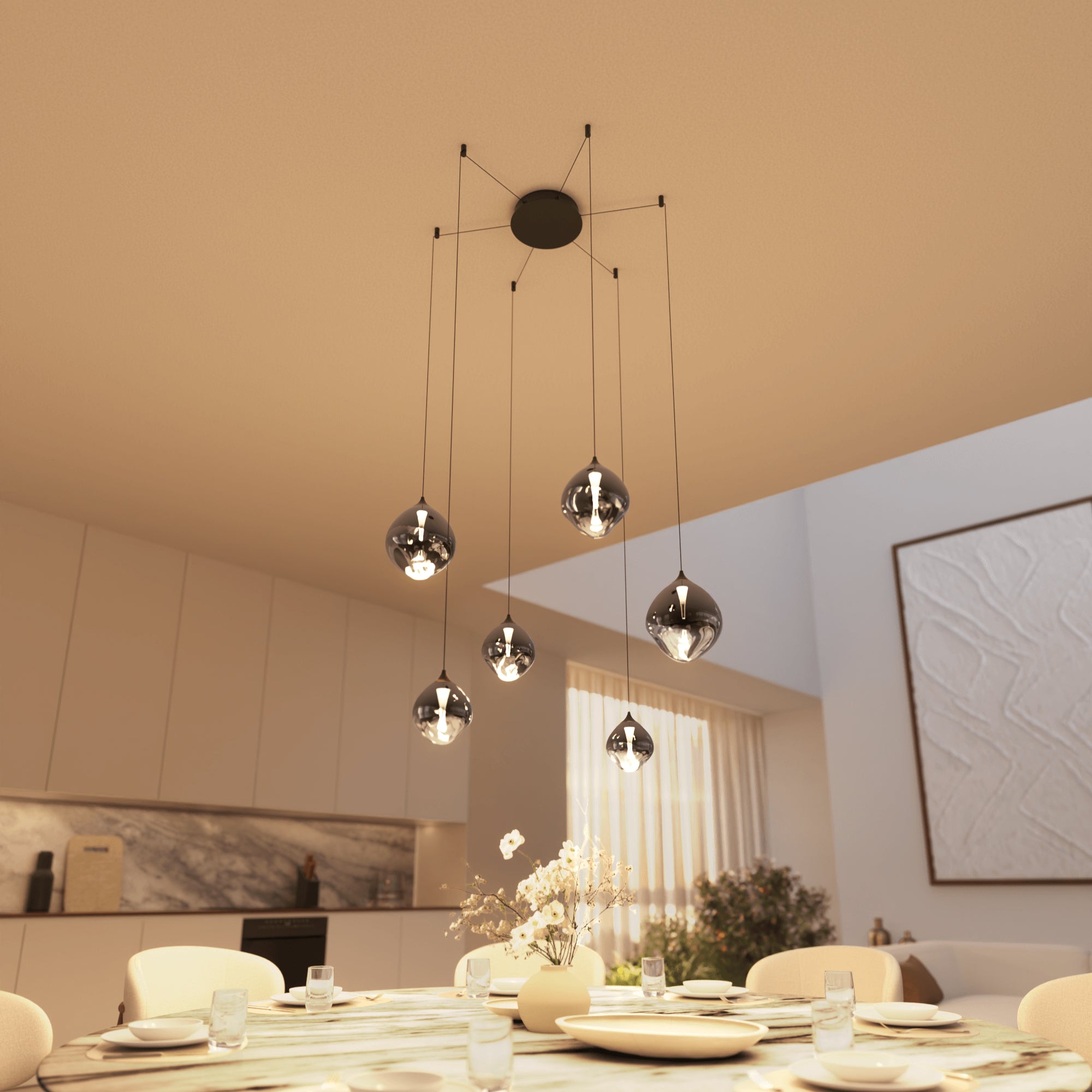 Somos Adjustable LED Pendant Light – Modern Metal Design with Height Adjustment