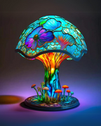 Mushroom Stained-Glass Table Lamp