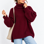 Women's Waffle Knit Turtleneck Sweater