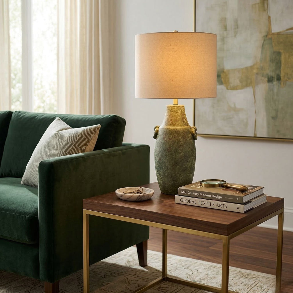 Hand-Painted Green Ceramic Table Lamp