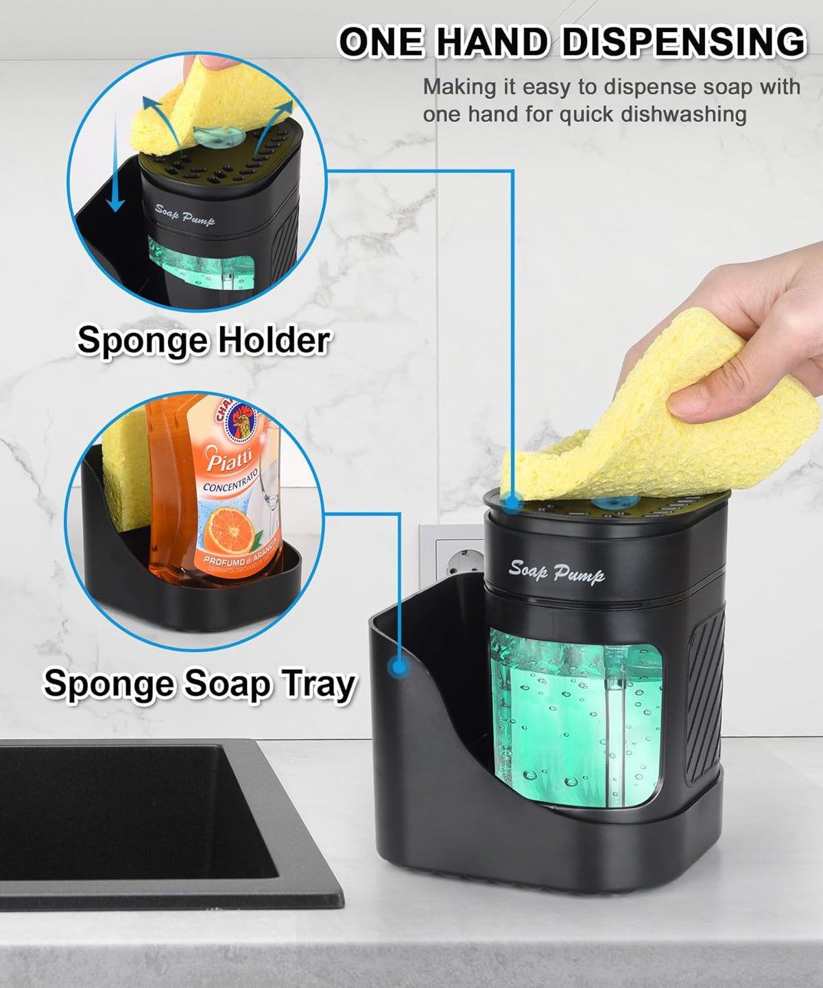Dish Soap Dispenser with Sponge Holder
