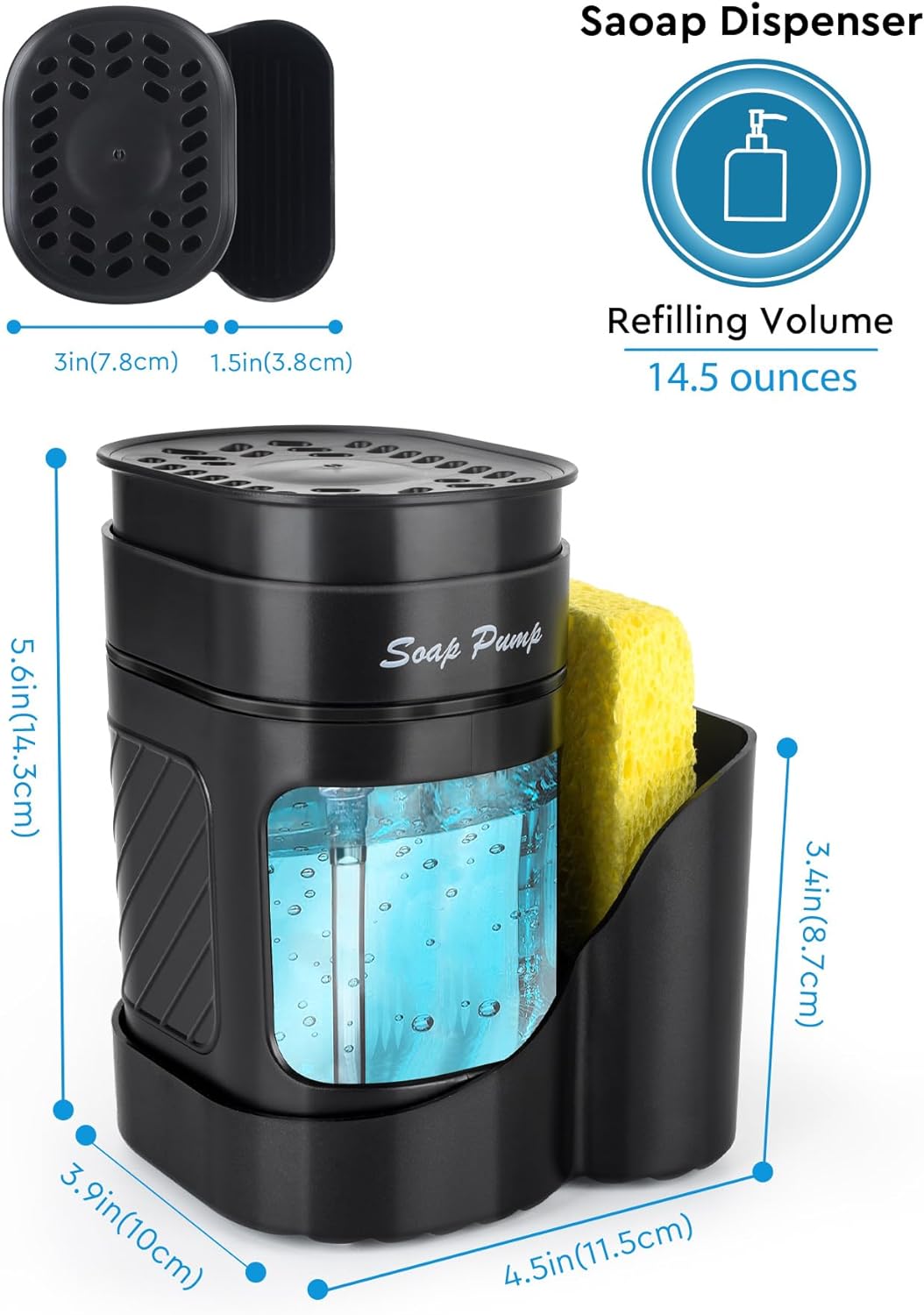 Dish Soap Dispenser with Sponge Holder