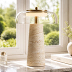 Ryn Travertine Glass Mushroom Table Light