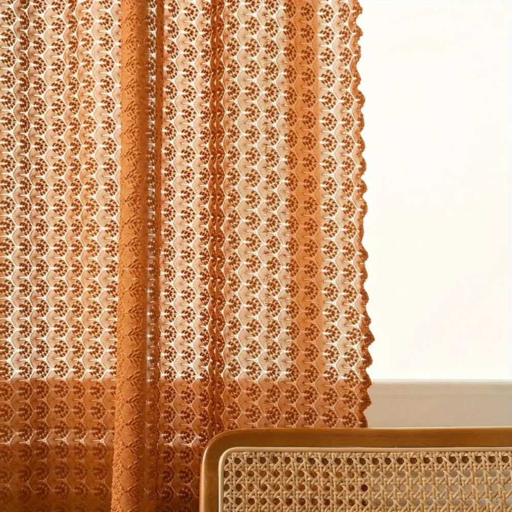 Amber Glow Crochet Curtains