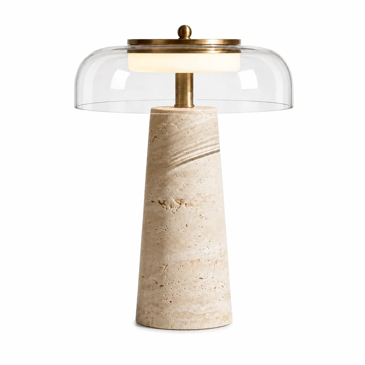 Ryn Travertine Glass Mushroom Table Light
