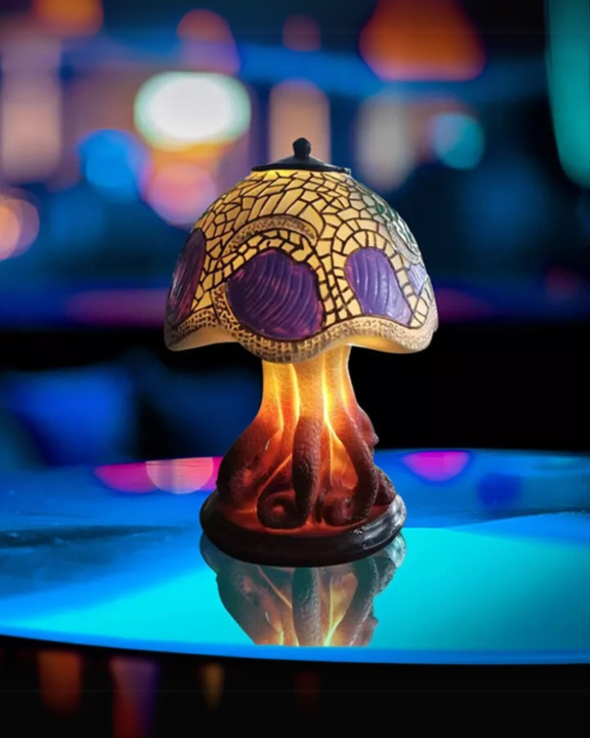 Mushroom Stained-Glass Table Lamp