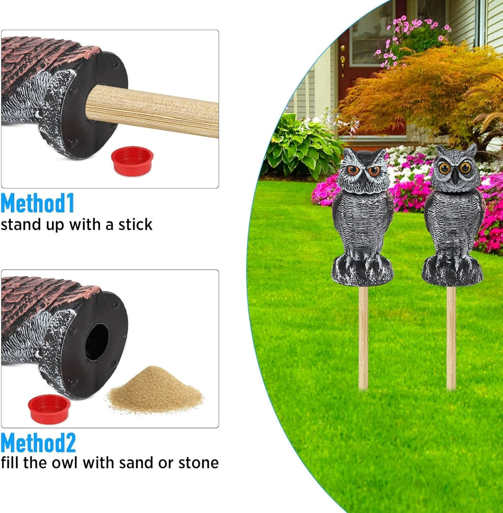 Rotating Head Owl Decoys – 2 Pack