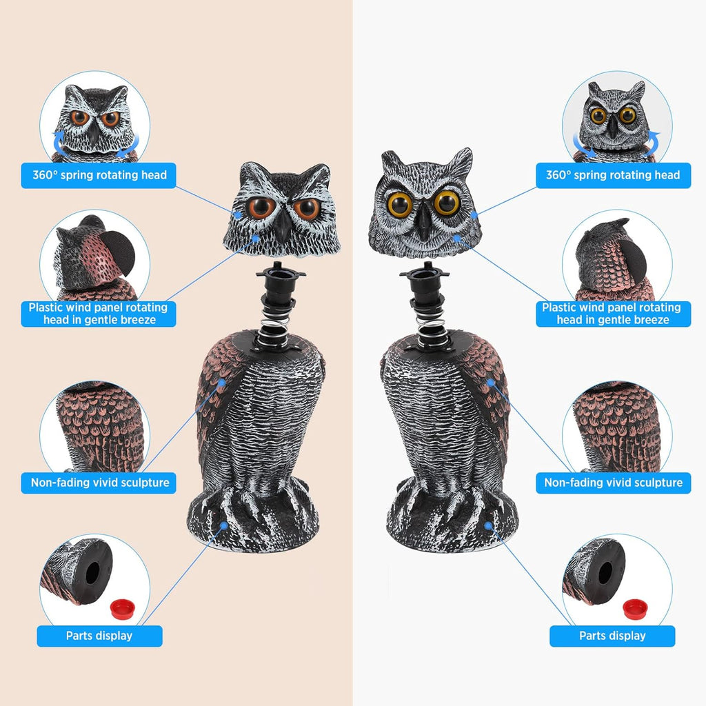 Rotating Head Owl Decoys – 2 Pack