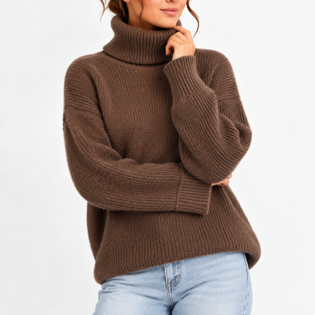 Women's Waffle Knit Turtleneck Sweater