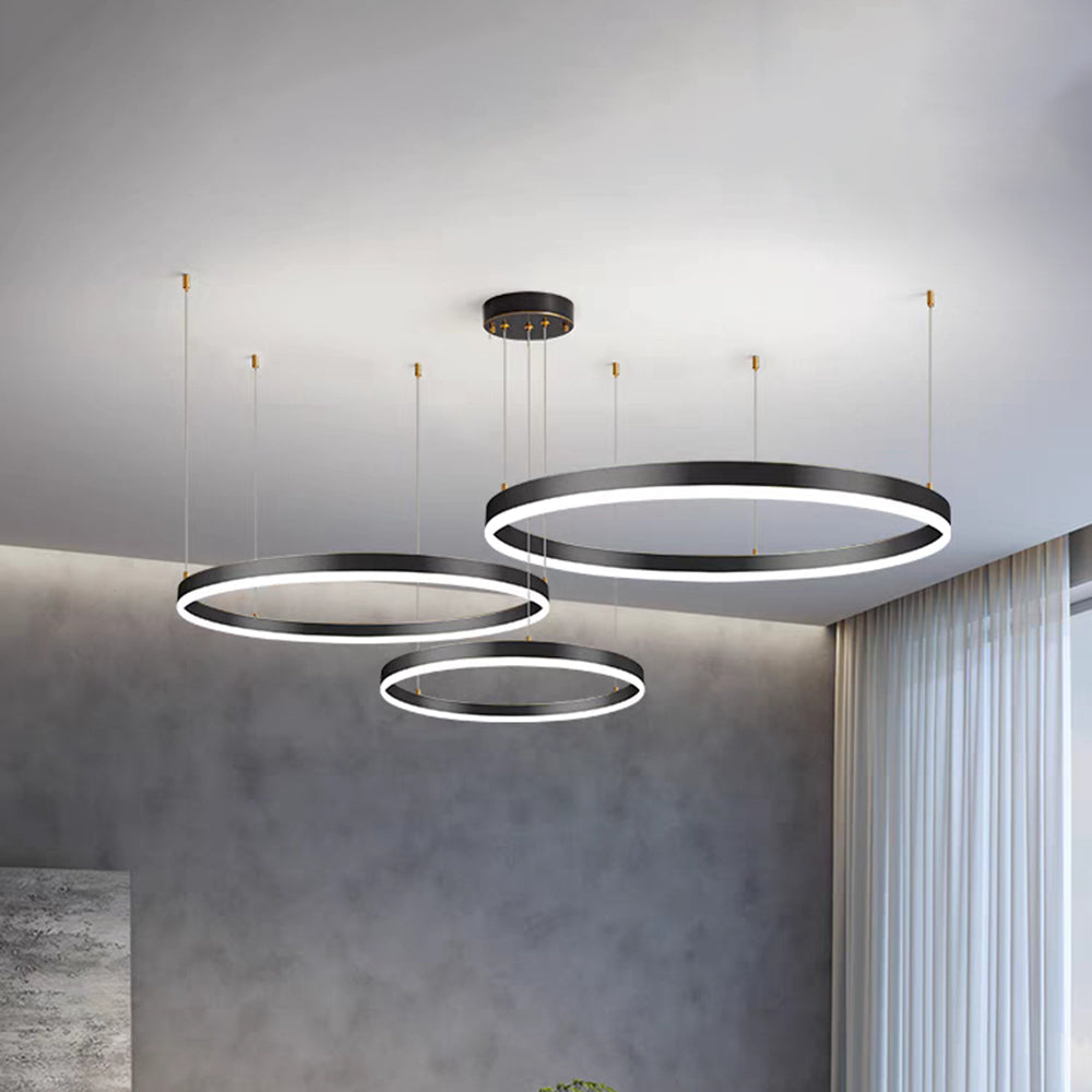 Arisha Ring Pendant Light – Modern Black and Gold Circular Ceiling Fixture