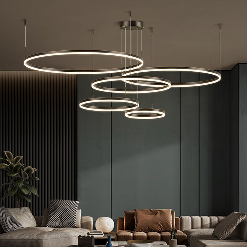 Arisha Ring Pendant Light – Modern Black and Gold Circular Ceiling Fixture
