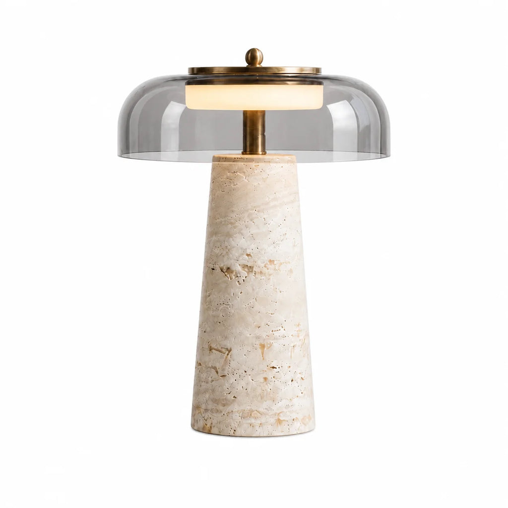 Ryn Travertine Glass Mushroom Table Light