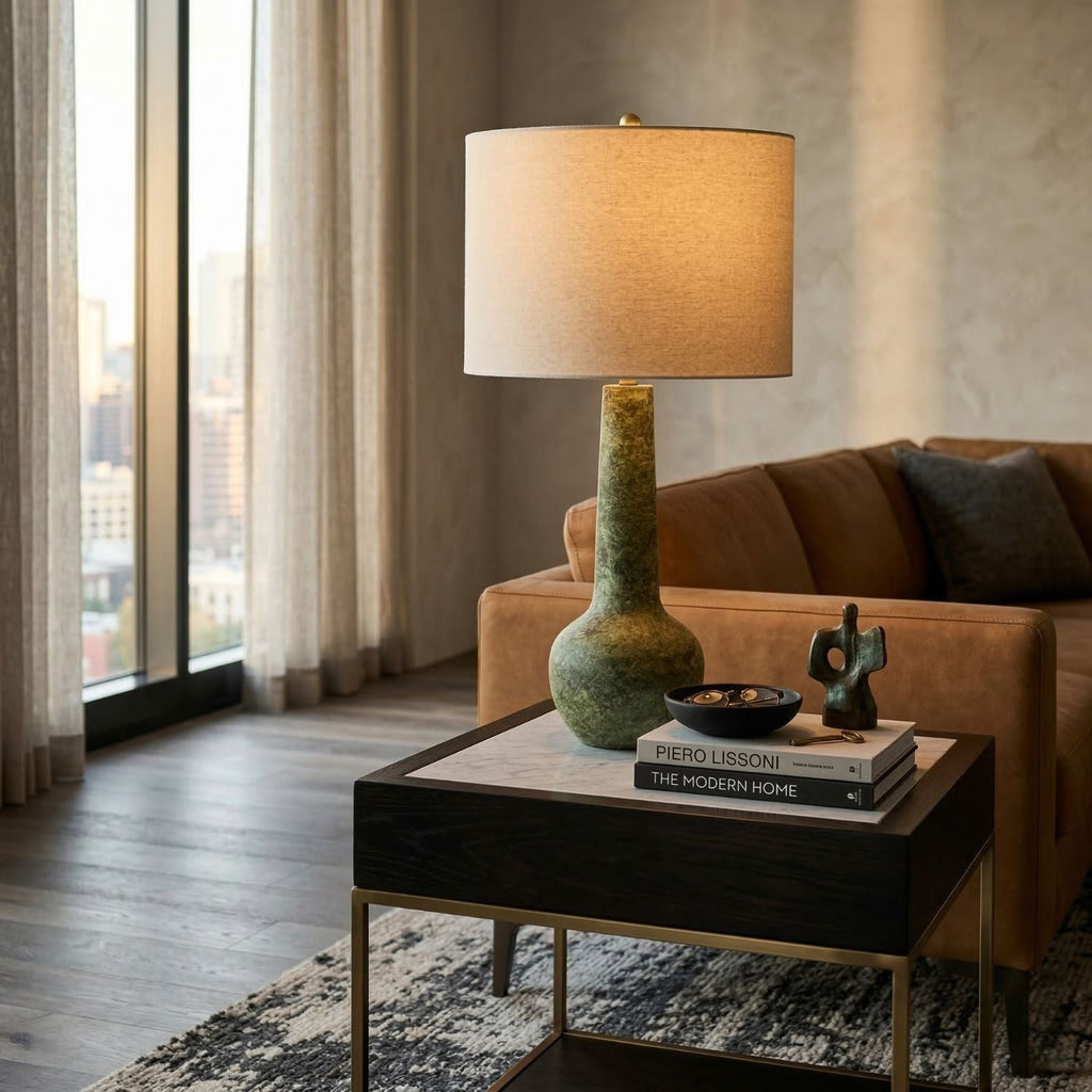 Hand-Painted Green Ceramic Table Lamp