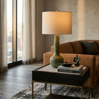 Hand-Painted Green Ceramic Table Lamp