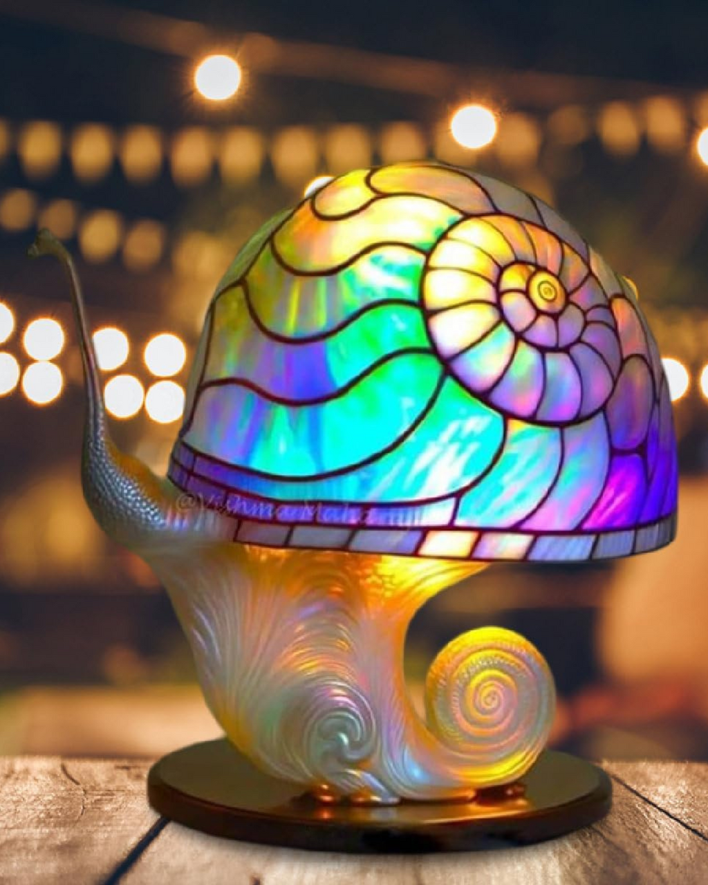 Mushroom Stained-Glass Table Lamp